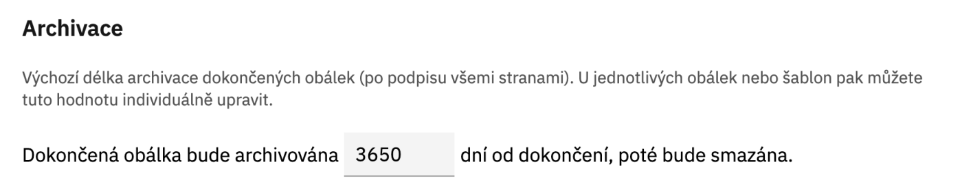 Nastavení archivace